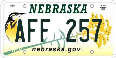 NE license plate AFF257