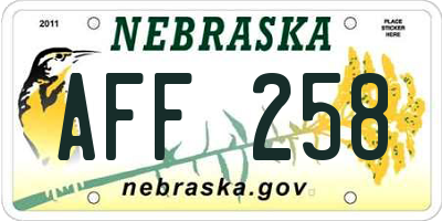 NE license plate AFF258