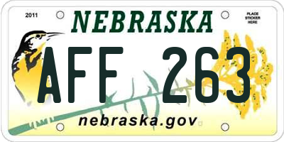 NE license plate AFF263