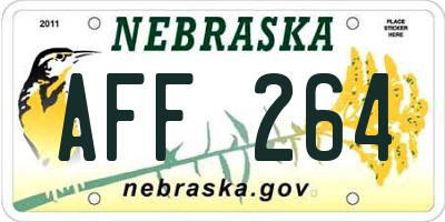 NE license plate AFF264