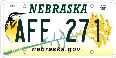 NE license plate AFF271