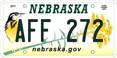 NE license plate AFF272