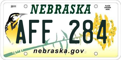 NE license plate AFF284