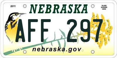 NE license plate AFF297