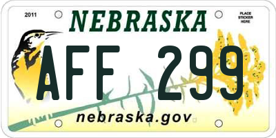 NE license plate AFF299