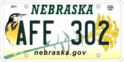 NE license plate AFF302
