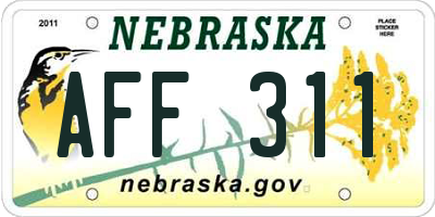 NE license plate AFF311