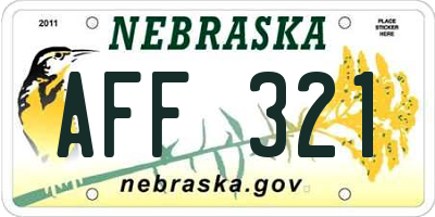 NE license plate AFF321
