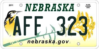 NE license plate AFF323