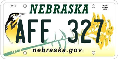 NE license plate AFF327