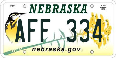 NE license plate AFF334