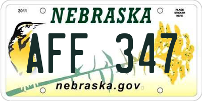 NE license plate AFF347