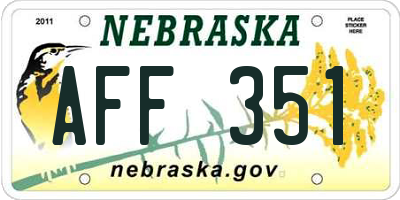 NE license plate AFF351