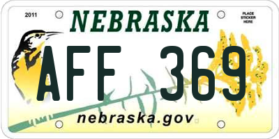 NE license plate AFF369