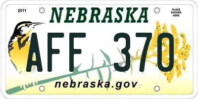 NE license plate AFF370