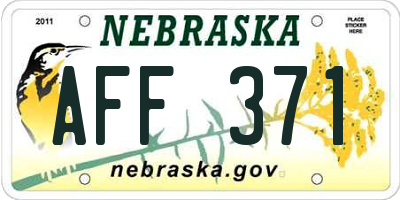 NE license plate AFF371