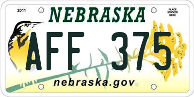 NE license plate AFF375