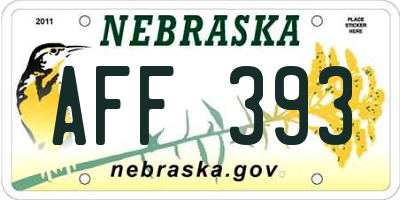 NE license plate AFF393