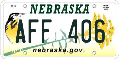 NE license plate AFF406