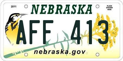 NE license plate AFF413