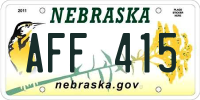NE license plate AFF415