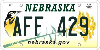 NE license plate AFF429