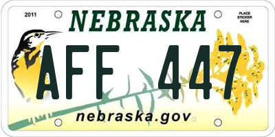 NE license plate AFF447