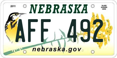 NE license plate AFF492