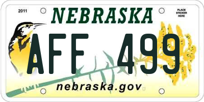 NE license plate AFF499