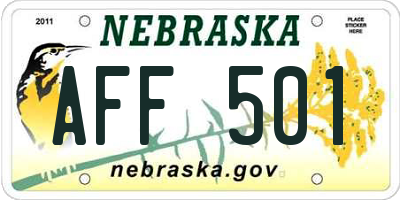 NE license plate AFF501