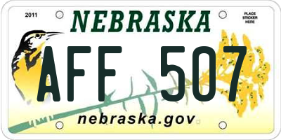 NE license plate AFF507