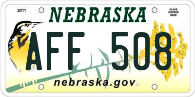 NE license plate AFF508