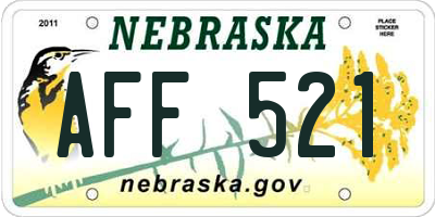 NE license plate AFF521