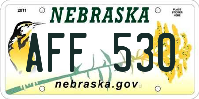 NE license plate AFF530