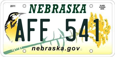 NE license plate AFF541