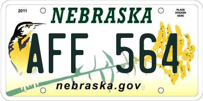 NE license plate AFF564