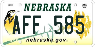 NE license plate AFF585