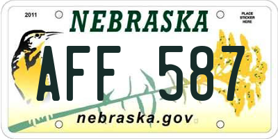 NE license plate AFF587