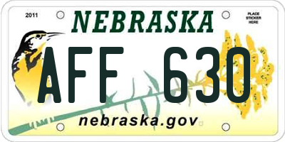 NE license plate AFF630