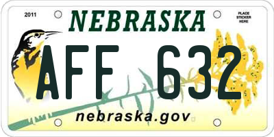NE license plate AFF632