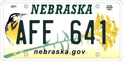 NE license plate AFF641