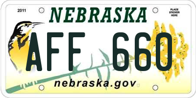 NE license plate AFF660