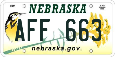 NE license plate AFF663