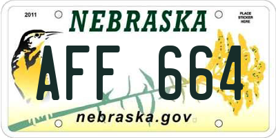 NE license plate AFF664