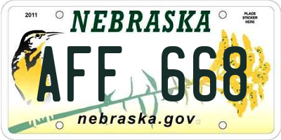 NE license plate AFF668