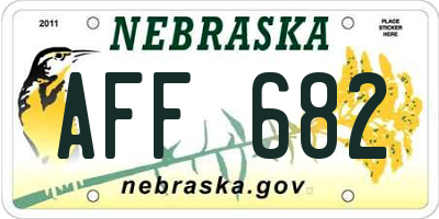 NE license plate AFF682