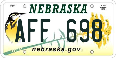 NE license plate AFF698