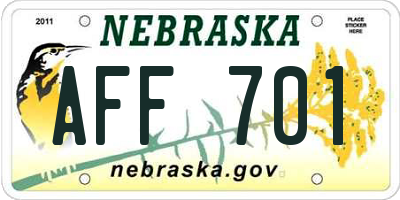 NE license plate AFF701