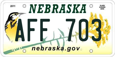 NE license plate AFF703
