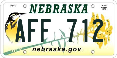 NE license plate AFF712